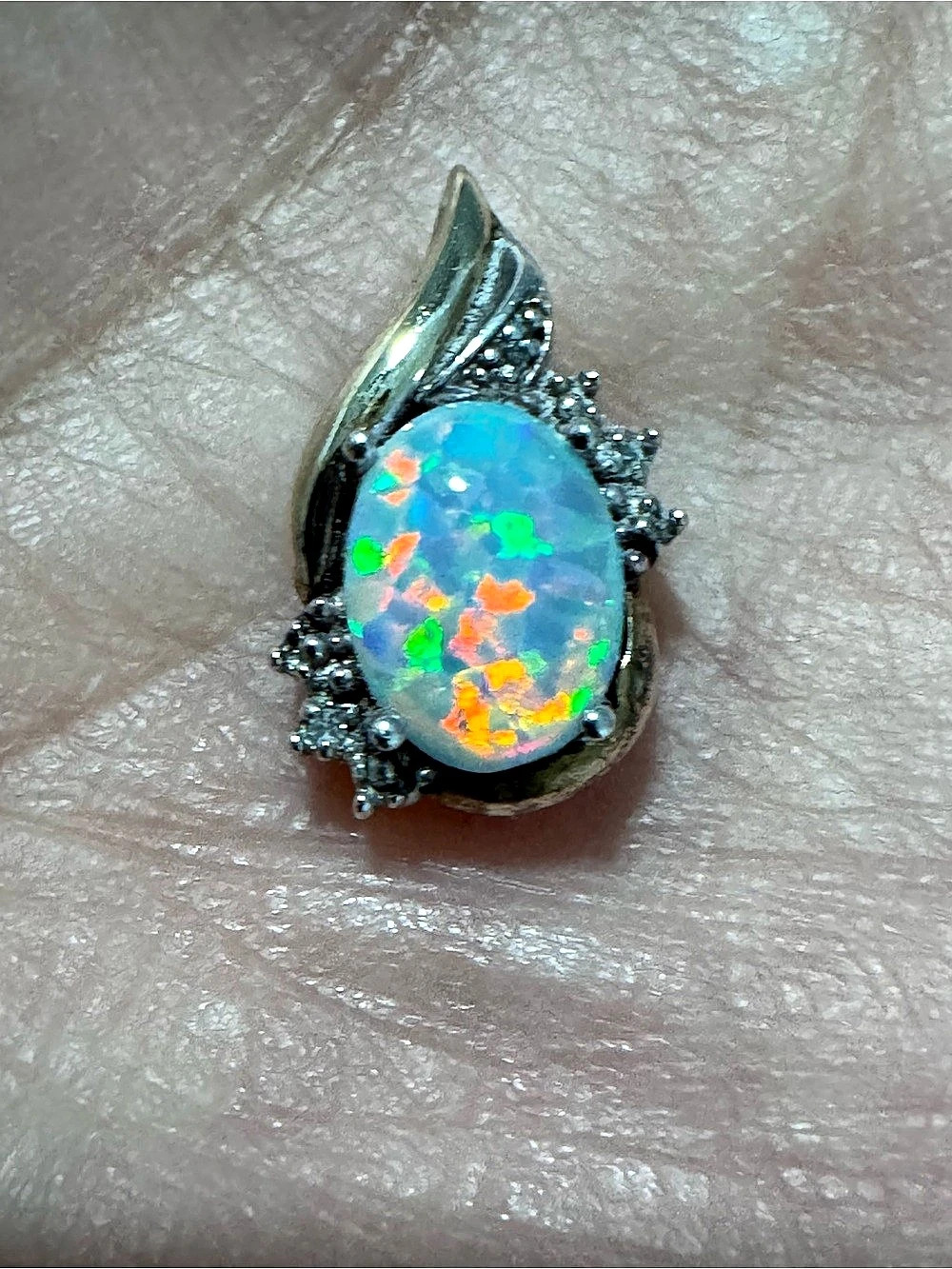 Opal Sterling pendent with 10K gold, AV monogram is maker's mark for designer Al